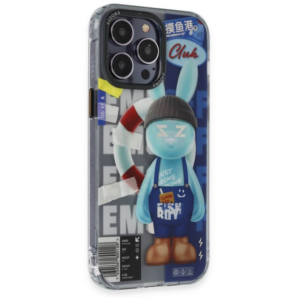 EMO OFF Clone Summer Serisi Mavi Rabbit iPhone 14 Pro Max MagSafe 3D Kılıf
