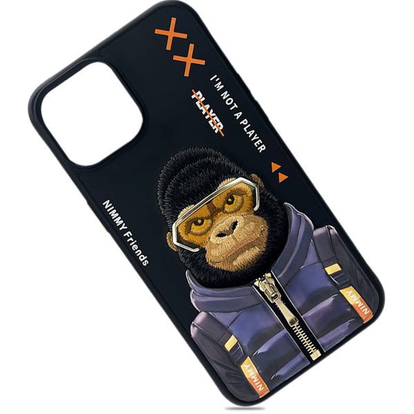 Nimmy Gorilla Nakış İşlemeli iPhone 15 Pro Max Siyah Kılıf