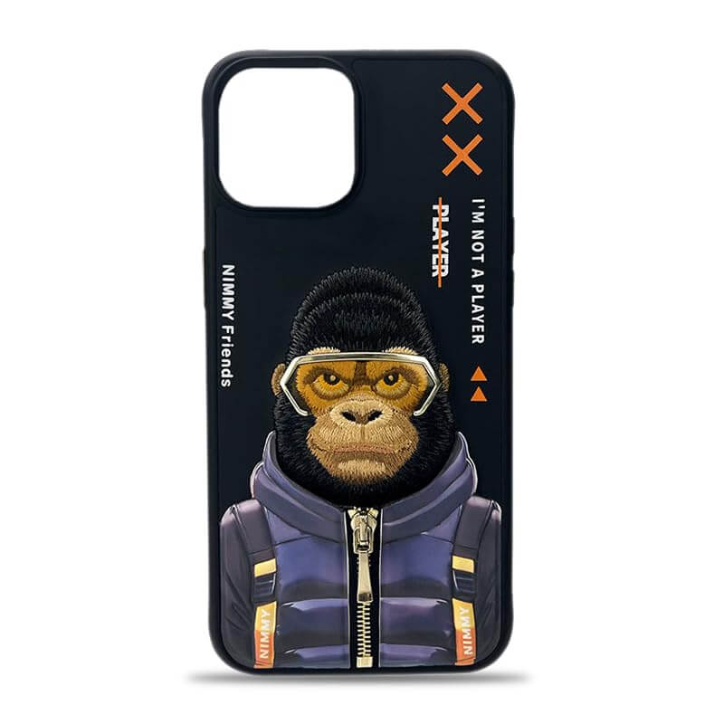 Nimmy Gorilla Nakış İşlemeli iPhone 15 Pro Max Siyah Kılıf