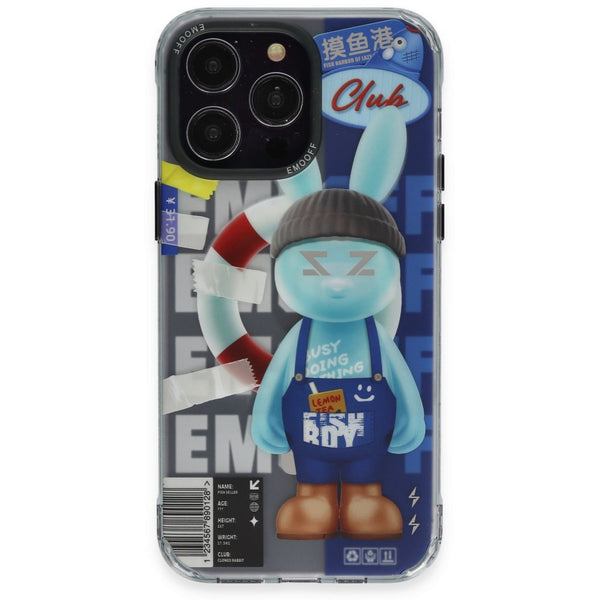 EMO OFF Clone Summer Serisi Mavi Rabbit iPhone 14 Pro Max MagSafe 3D Kılıf