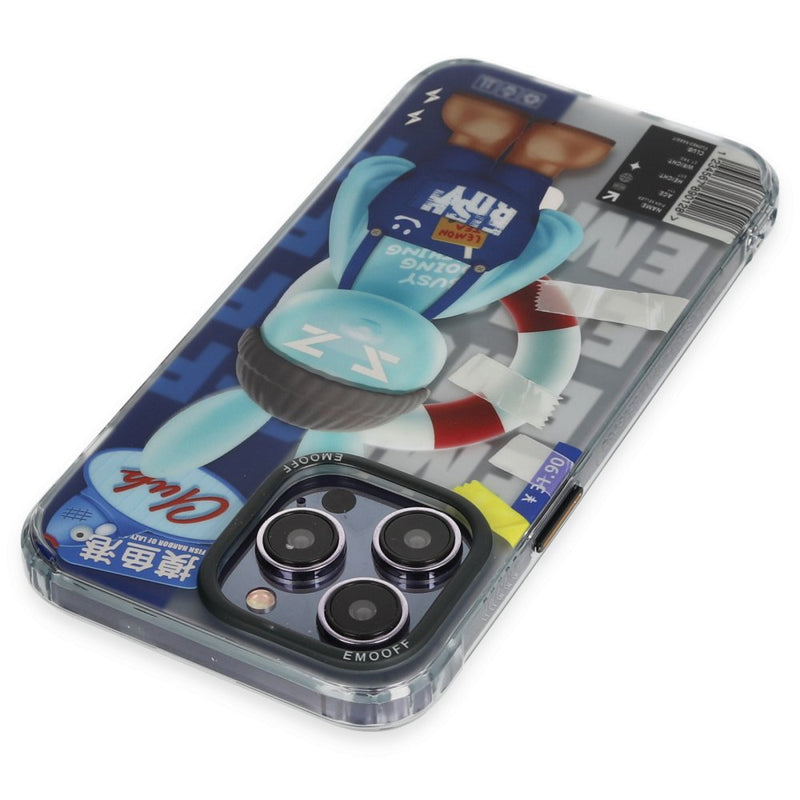 EMO OFF Clone Summer Serisi Mavi Rabbit iPhone 14 Pro MagSafe 3D Kılıf