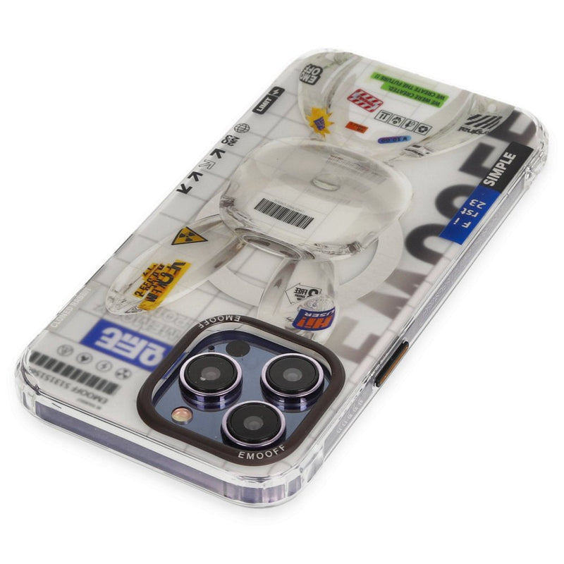 EMO Off Metal Hip Hop Serisi Beyaz Rabbit iPhone 14 Pro MagSafe 3D Kılıf