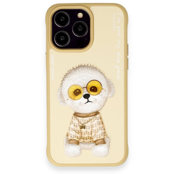 Nimmy Dog Nakış İşlemeli iPhone 15 Pro Sarı Kılıf