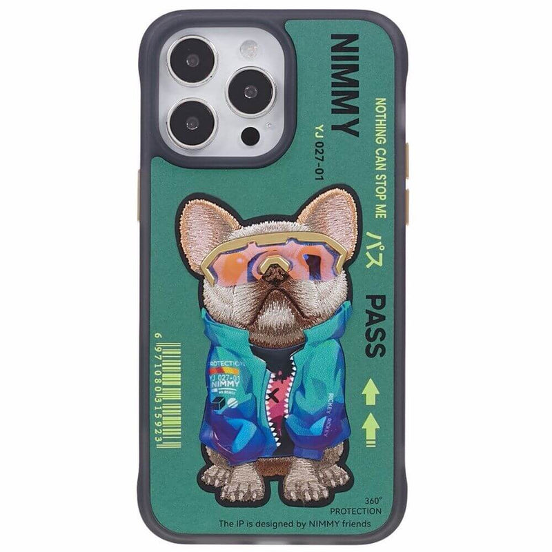 Nimmy Dog Nakış İşlemeli iPhone 14 Pro Max Yeşil Kılıf